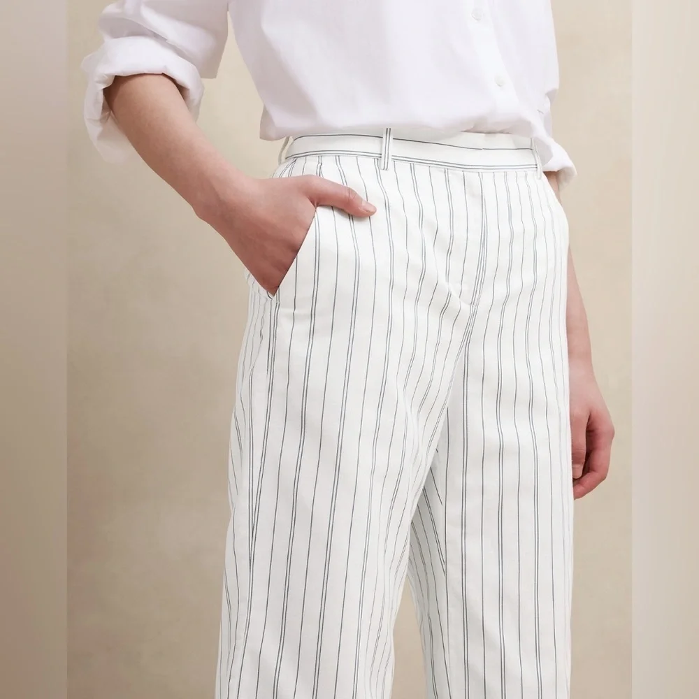 NWT Banana Republic Laguna Pinstripe Straight Ankle Pants Size 10 Long.